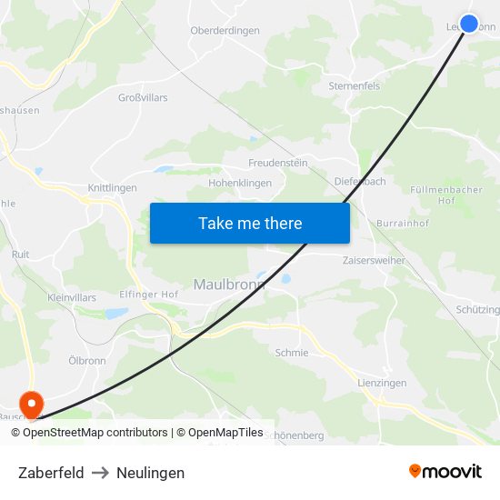 Zaberfeld to Neulingen map