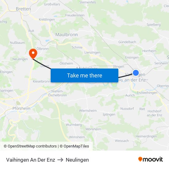 Vaihingen An Der Enz to Neulingen map