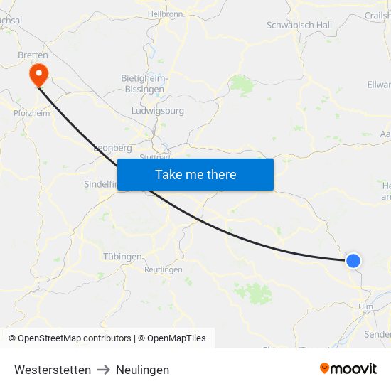 Westerstetten to Neulingen map