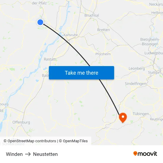Winden to Neustetten map