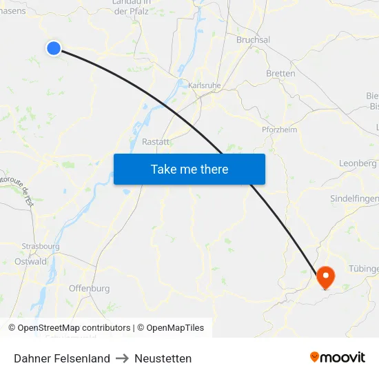 Dahner Felsenland to Neustetten map