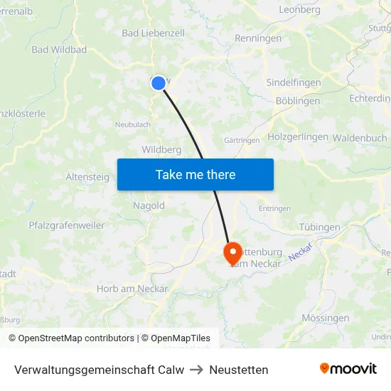 Verwaltungsgemeinschaft Calw to Neustetten map