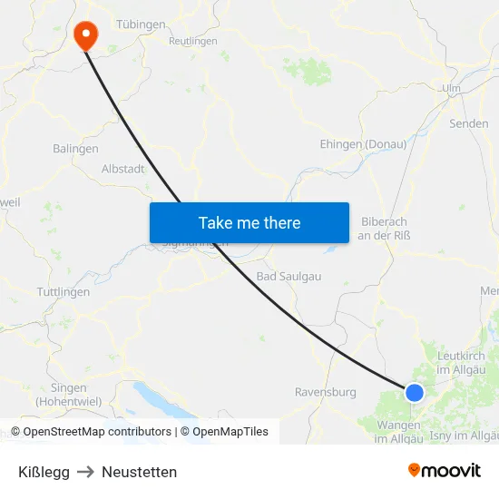 Kißlegg to Neustetten map