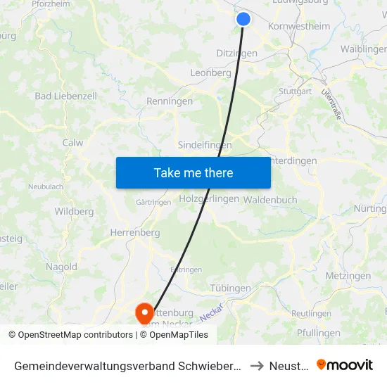 Gemeindeverwaltungsverband Schwieberdingen-Hemmingen to Neustetten map