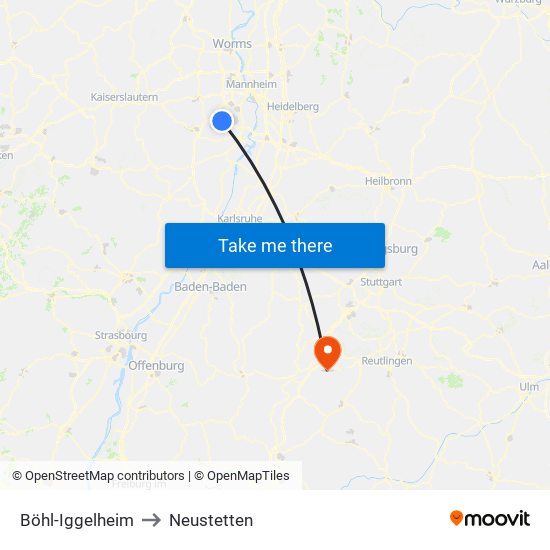 Böhl-Iggelheim to Neustetten map