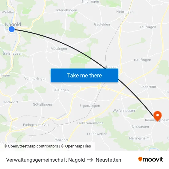 Verwaltungsgemeinschaft Nagold to Neustetten map