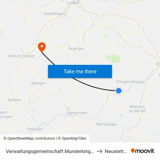 Verwaltungsgemeinschaft Munderkingen to Neustetten map