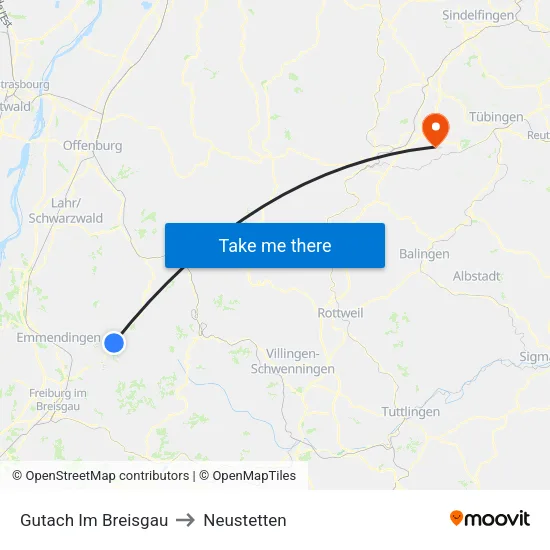 Gutach Im Breisgau to Neustetten map
