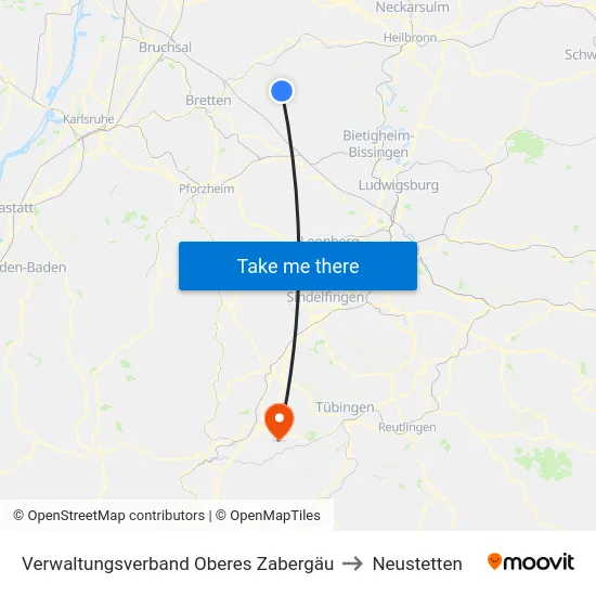 Verwaltungsverband Oberes Zabergäu to Neustetten map