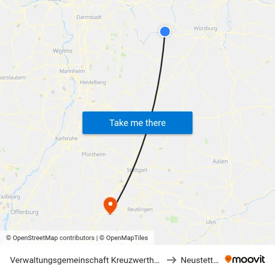 Verwaltungsgemeinschaft Kreuzwertheim to Neustetten map