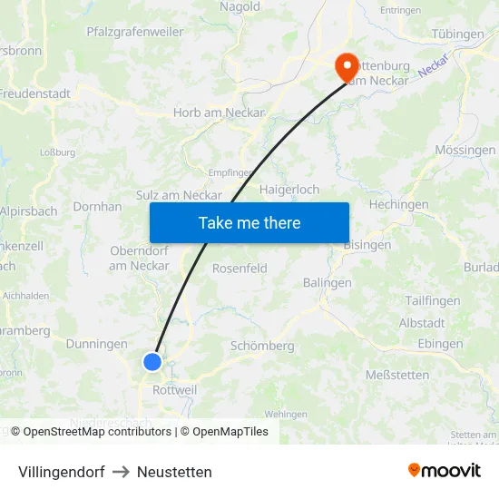 Villingendorf to Neustetten map