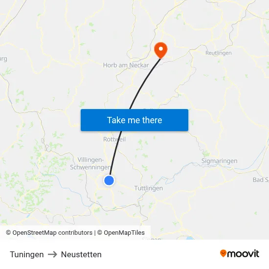 Tuningen to Neustetten map