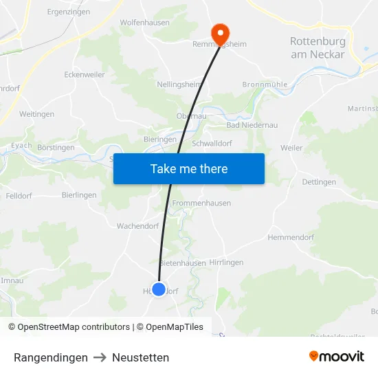 Rangendingen to Neustetten map
