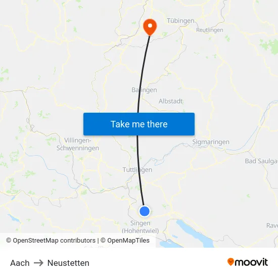 Aach to Neustetten map