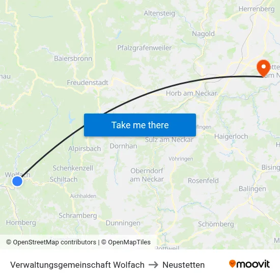 Verwaltungsgemeinschaft Wolfach to Neustetten map