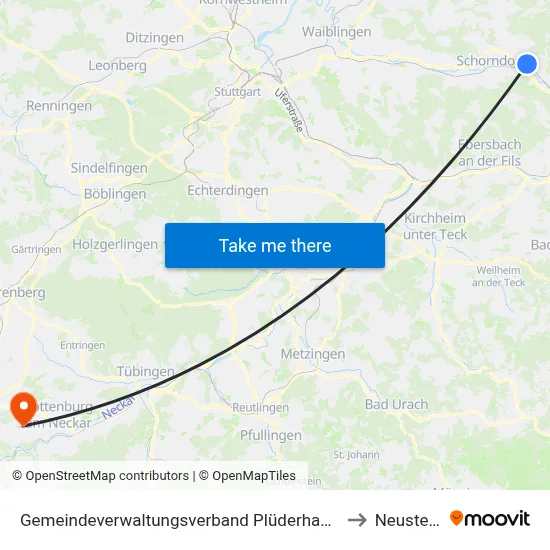 Gemeindeverwaltungsverband Plüderhausen-Urbach to Neustetten map