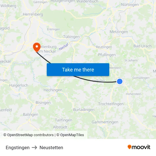 Engstingen to Neustetten map