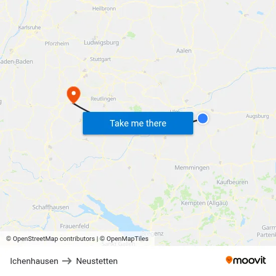 Ichenhausen to Neustetten map