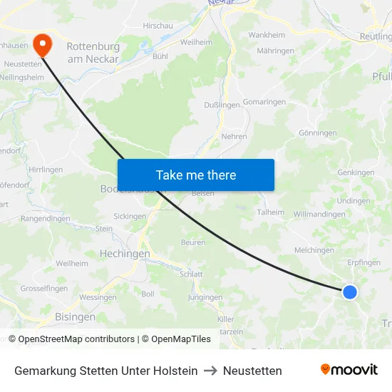 Gemarkung Stetten Unter Holstein to Neustetten map