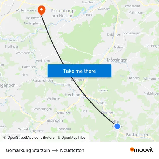 Gemarkung Starzeln to Neustetten map
