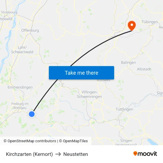 Kirchzarten (Kernort) to Neustetten map