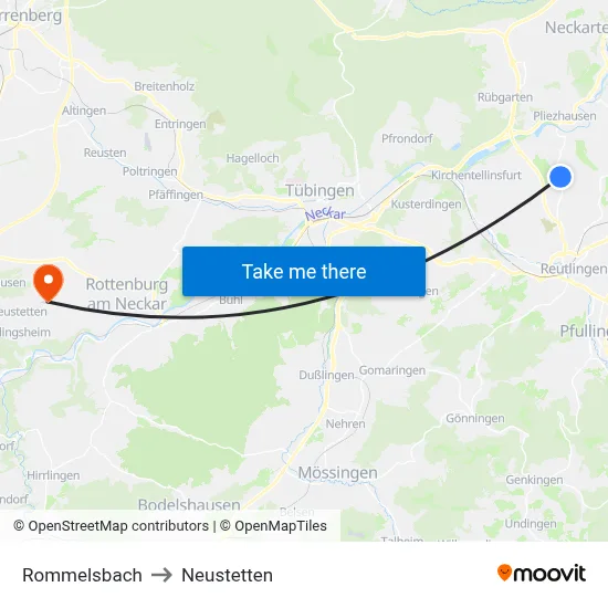 Rommelsbach to Neustetten map