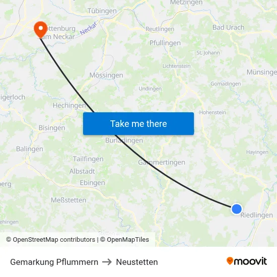 Gemarkung Pflummern to Neustetten map