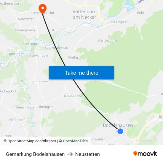 Gemarkung Bodelshausen to Neustetten map