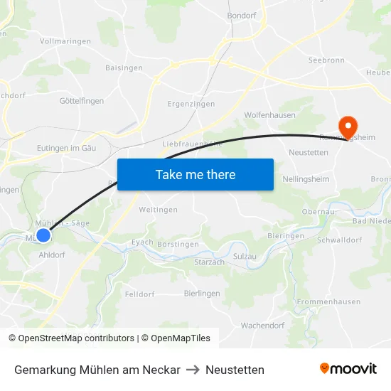 Gemarkung Mühlen am Neckar to Neustetten map
