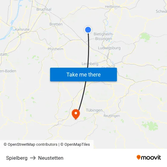 Spielberg to Neustetten map
