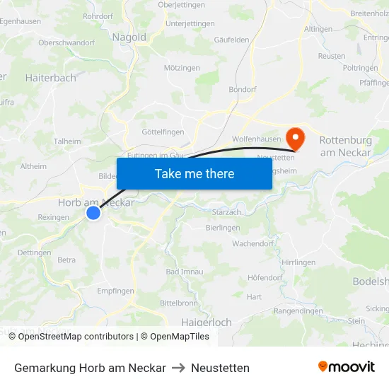 Gemarkung Horb am Neckar to Neustetten map