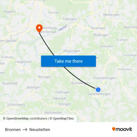 Bronnen to Neustetten map