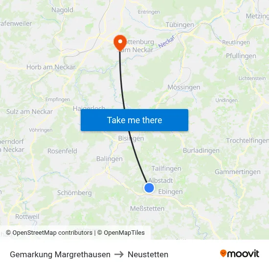 Gemarkung Margrethausen to Neustetten map