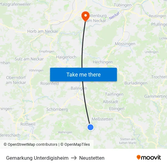 Gemarkung Unterdigisheim to Neustetten map