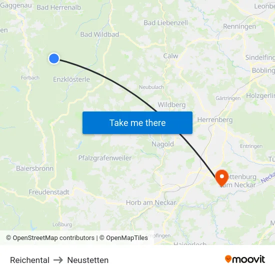 Reichental to Neustetten map