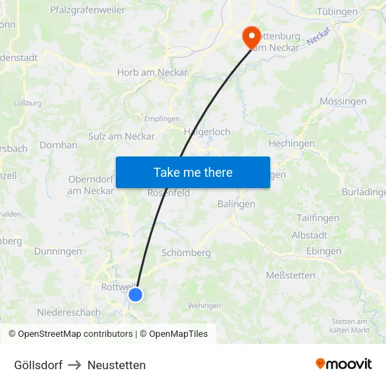 Göllsdorf to Neustetten map