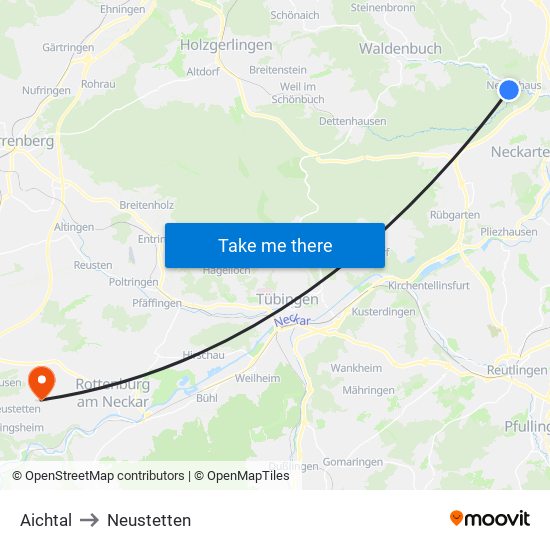 Aichtal to Neustetten map