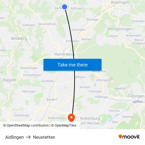 Aidlingen to Neustetten map