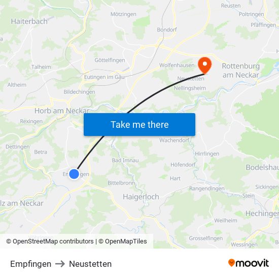 Empfingen to Neustetten map