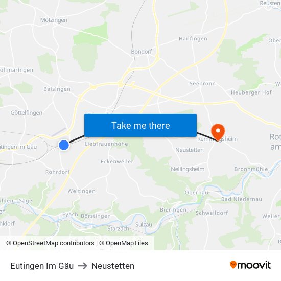 Eutingen Im Gäu to Neustetten map