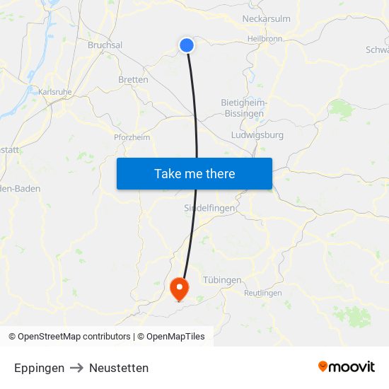 Eppingen to Neustetten map