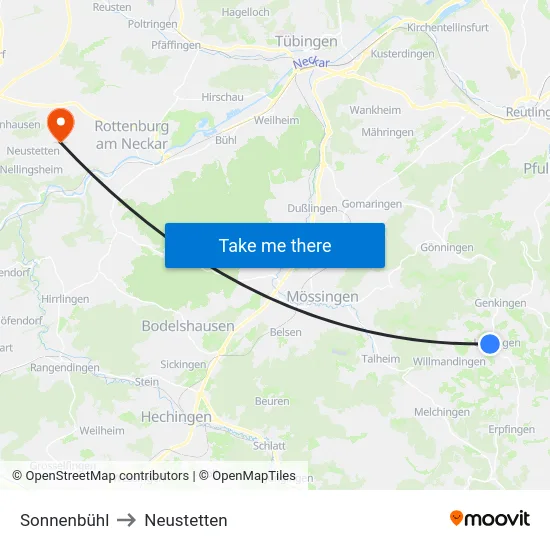 Sonnenbühl to Neustetten map