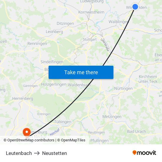 Leutenbach to Neustetten map