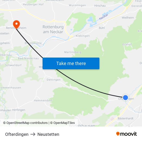 Ofterdingen to Neustetten map