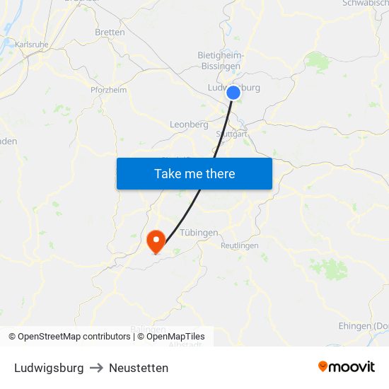 Ludwigsburg to Neustetten map