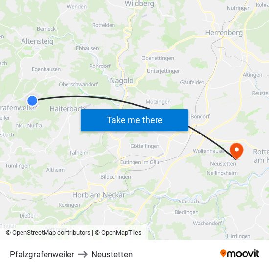 Pfalzgrafenweiler to Neustetten map