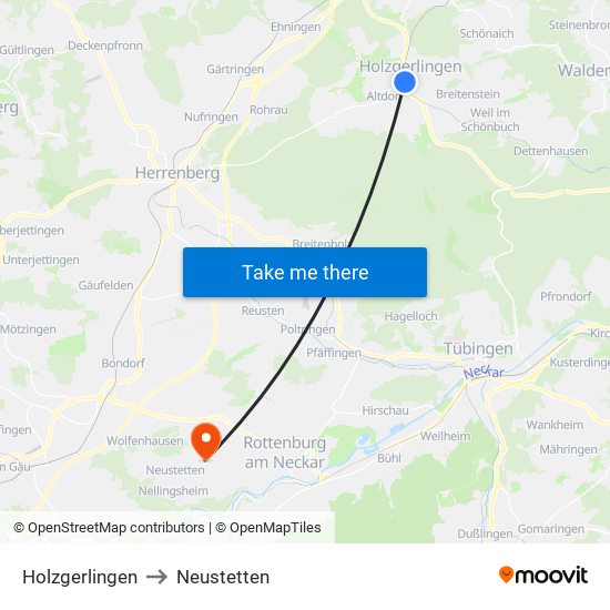 Holzgerlingen to Neustetten map