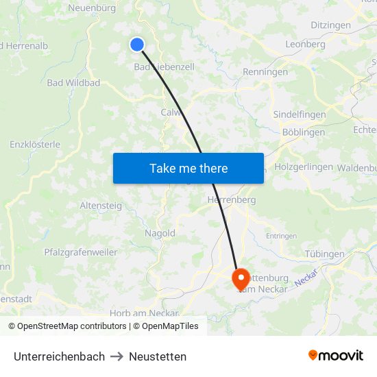 Unterreichenbach to Neustetten map