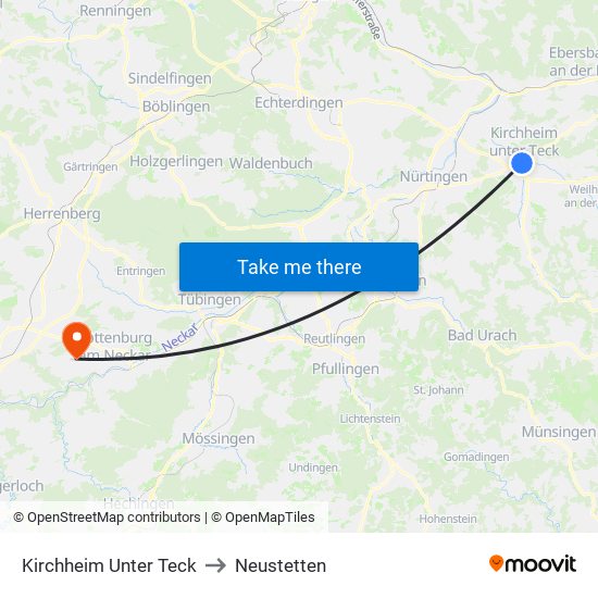 Kirchheim Unter Teck to Neustetten map