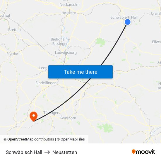 Schwäbisch Hall to Neustetten map